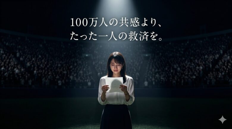 群衆の中からたった一人に深く届く言葉のイメージ