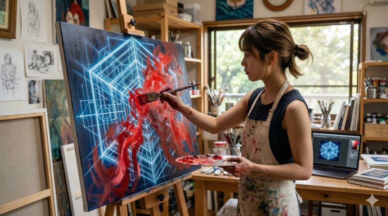 AIの型に人間性を宿らせるプロセスのイメージ