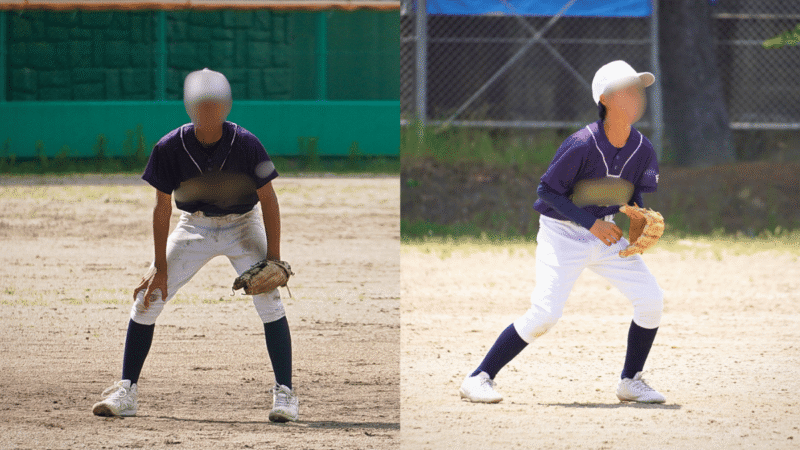 中学に入学したての頃と3年生最後の試合の比較写真