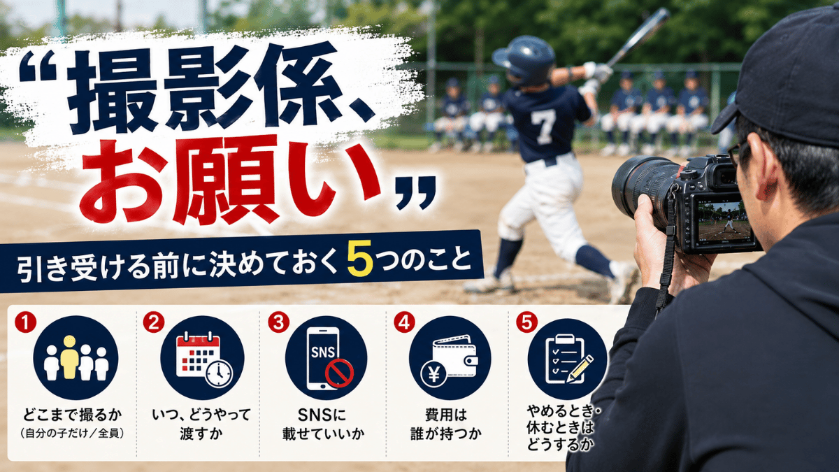 少年野球の撮影係を引き受ける前に決めておく5つのことを解説する記事のタイトル画像